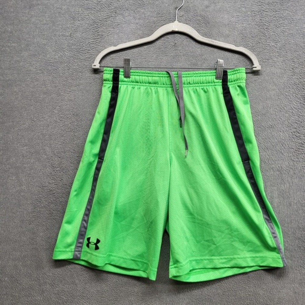 Under Armour Men Shorts Medium Green‎ Logo Athletic Workout Gym
